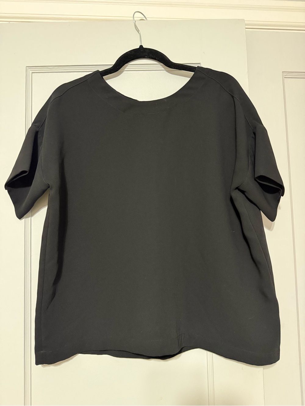 Madewell Black Boxy Short Sleeve Blouse
